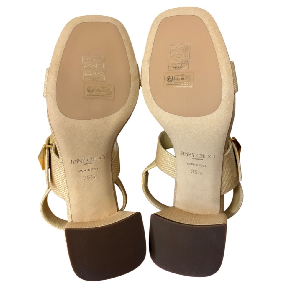 NEW Jimmy Choo Hawke 70 Block Heel Sandals in Natural/Gold sizes 35.5, 37.5 $895 - Picture 13 of 16